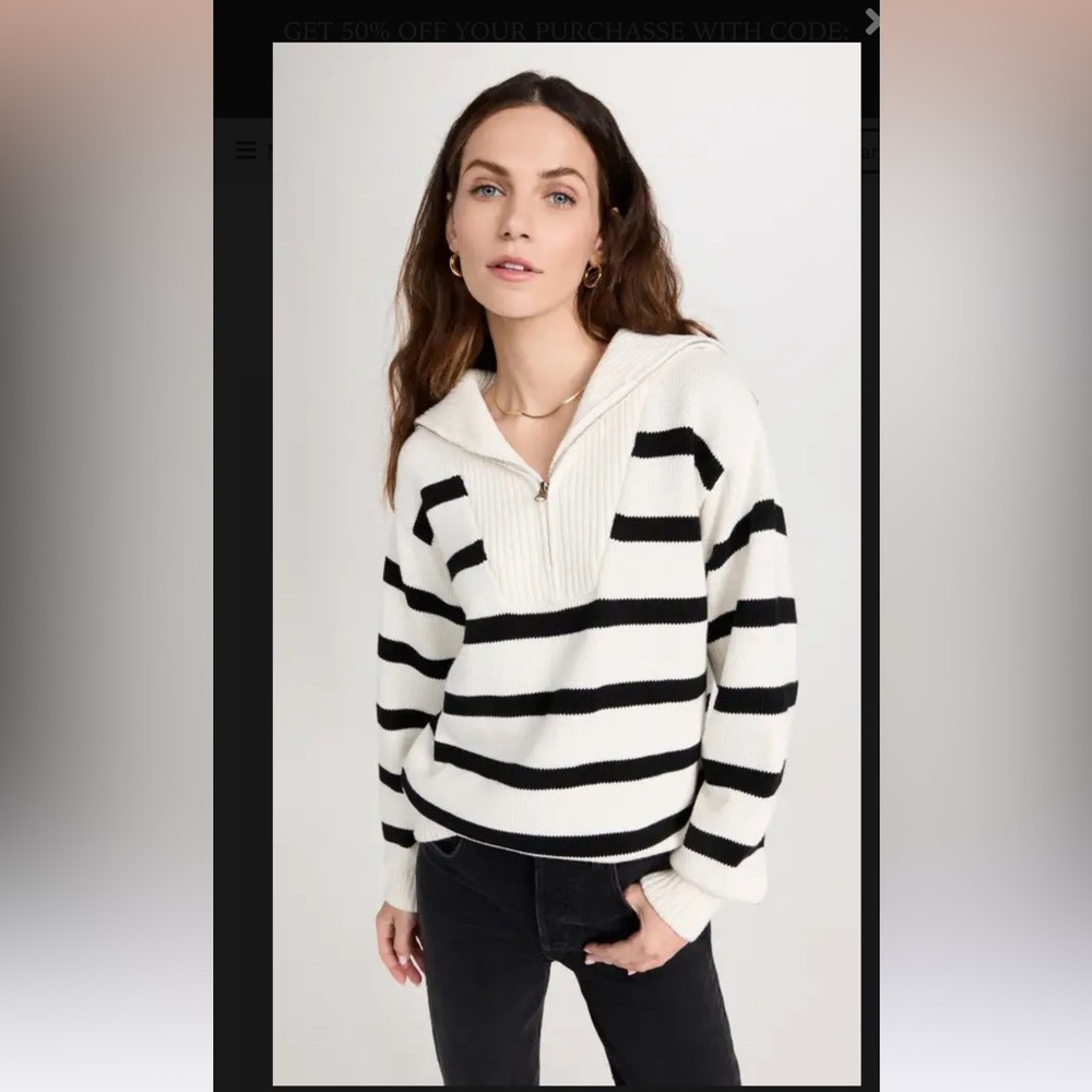 English Factory Black and White V-Neck Sweater